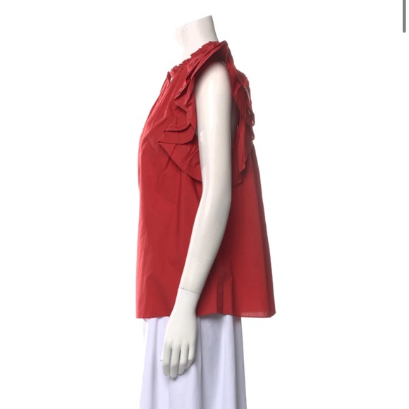 Ulla Johnson Flutter Sleeve Split Neck Top - Picture 7 of 13